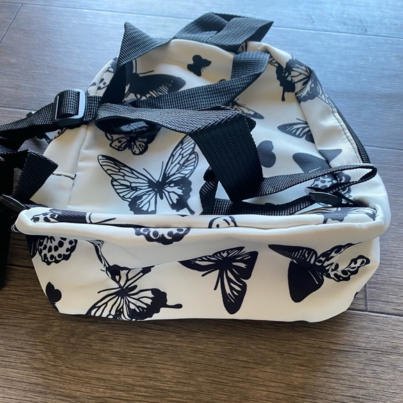 Butterfly Backpack White and Black Preppy Classic Backpack Waterproof - Picture 6 of 8